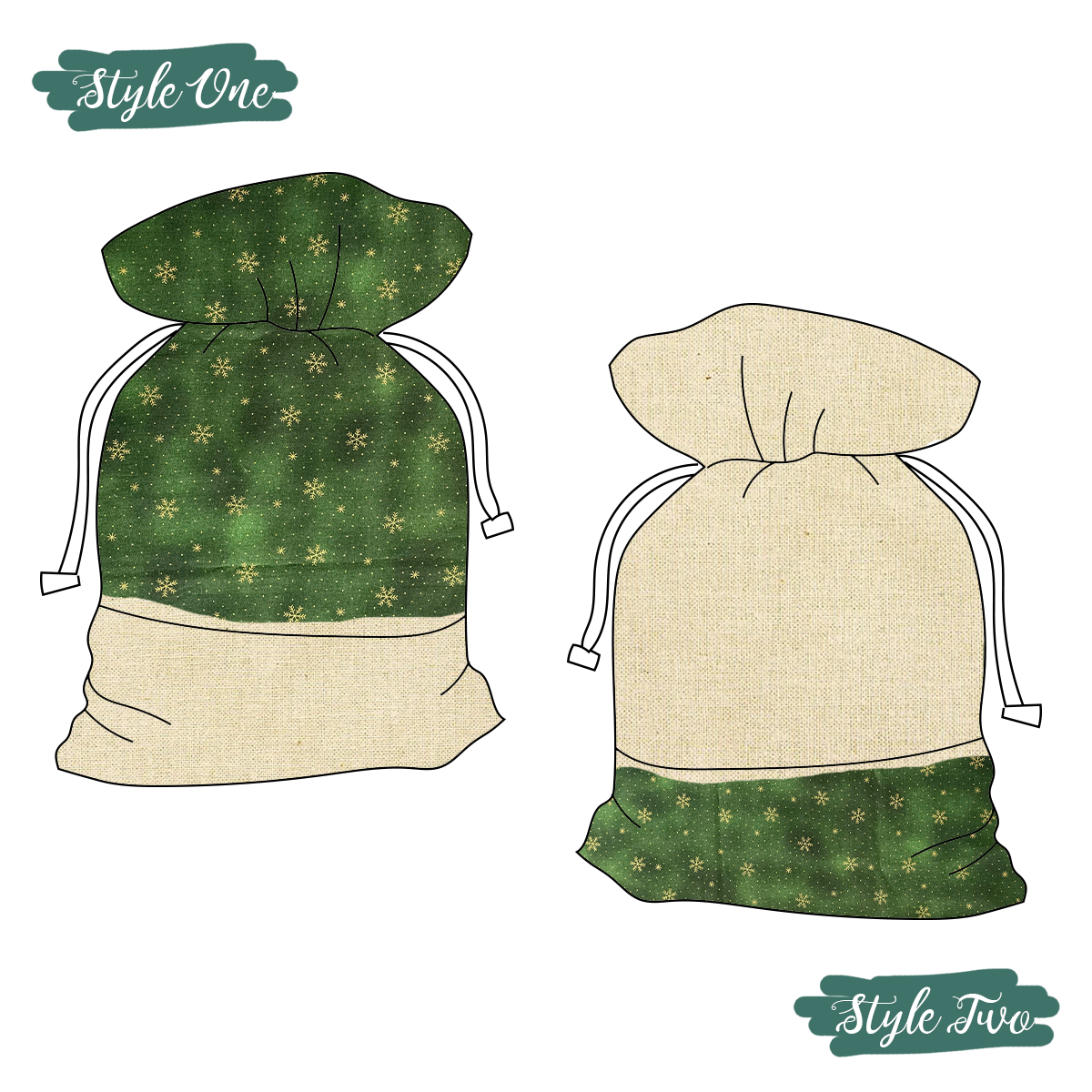 Santa Sack | Green Snowflakes